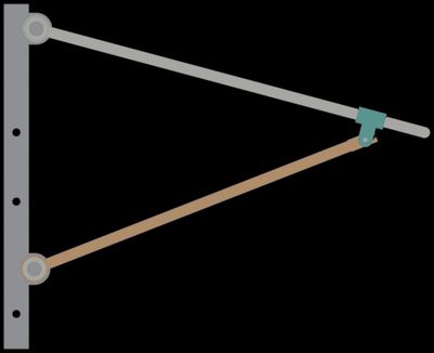 The full-scale demonstrator: bracket, rib, green clevis and orange fuse rod