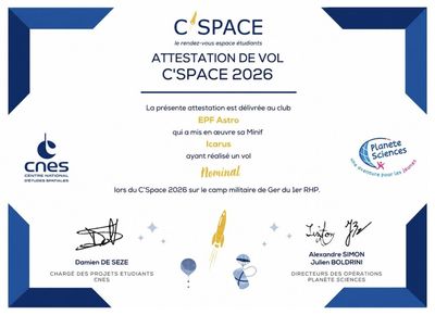Attestation de vol officielle de la fusée Icarus